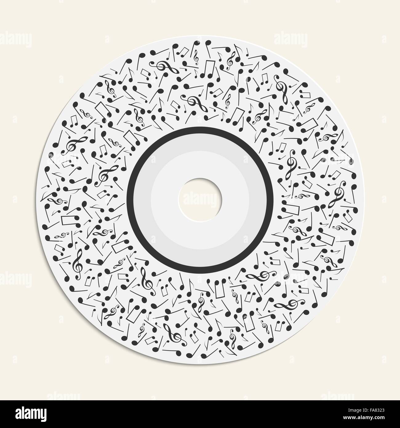 Abstrakte Runde musikalische Untermalung mit Noten auf cd für Ihr design Stock Vektor