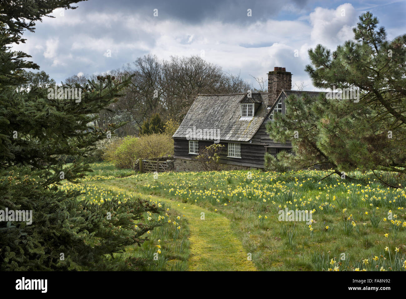 Die Stallungen in Stoneywell, Leicestershire. Stoneywell ist ein Kunsthandwerk im Jahre 1898 von lokal geborenen Architekten Ernest Gimson entworfen. Stockfoto
