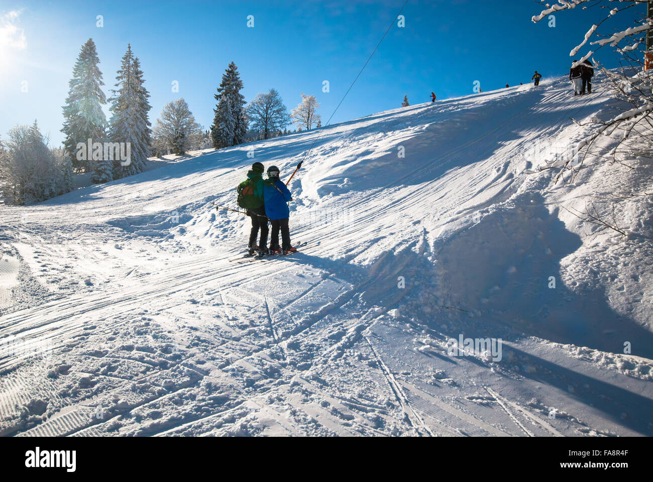 Hang mit Slipanlage für Skifahren in Feldberg, Deutschland Stockfoto
