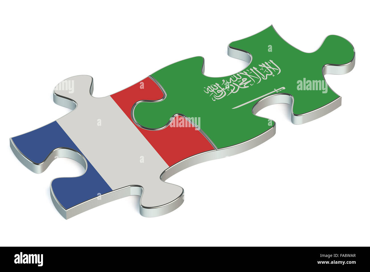 Saudi-Arabien und Frankreich Rätsel von Fahnen Stockfoto