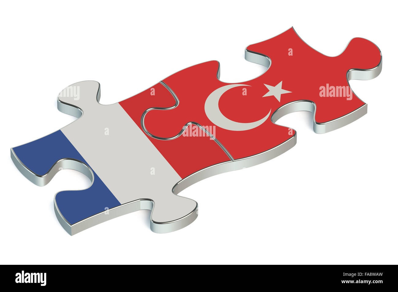 Türkei und Frankreich Rätsel von Fahnen Stockfoto