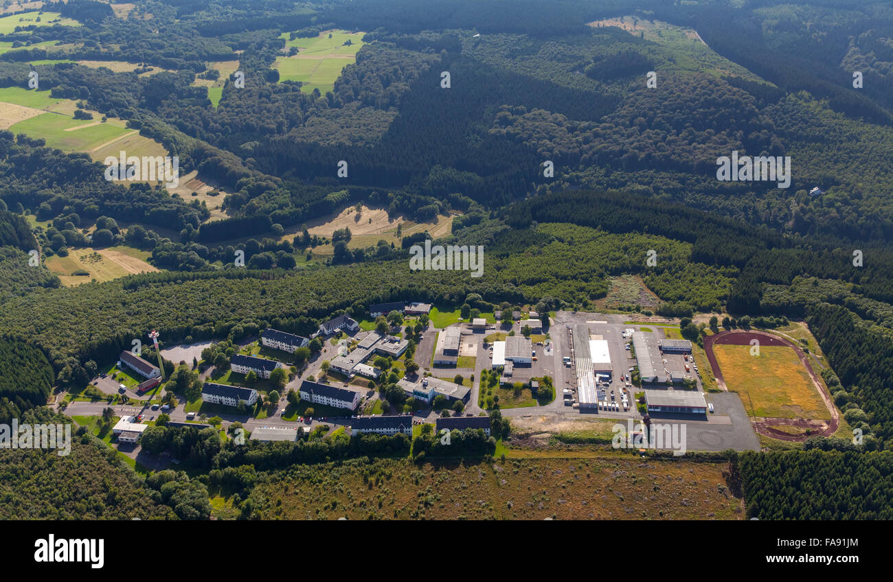 Refugee camp, Flüchtlinge Gast, ehemalige Kaserne Siegerland-Kaserne, Burbach, Siegerland, Südwestfalen, NRW Stockfoto