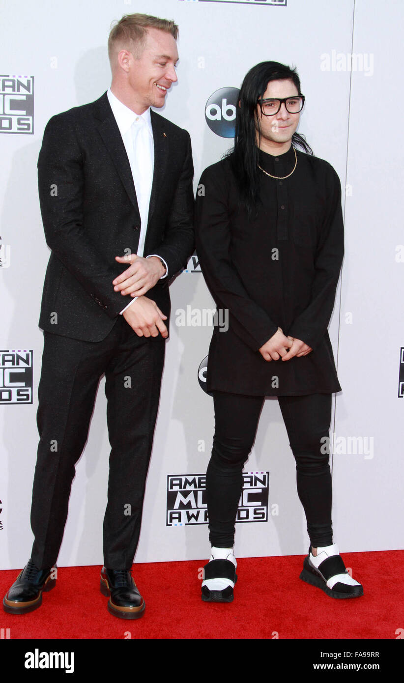 American Music Awards 2015 - Press Room statt an Microsoft Theater Featuring: DJ Diplo, Produzent Skrillex wo: Los Angeles, California, Vereinigte Staaten von Amerika bei: 22. November 2015 Stockfoto