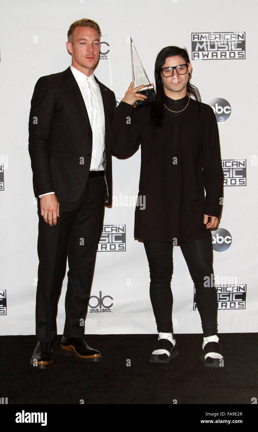 American Music Awards 2015 - Press Room statt an Microsoft Theater Featuring: DJ Diplo, Produzent Skrillex wo: Los Angeles, California, Vereinigte Staaten von Amerika bei: 22. November 2015 Stockfoto