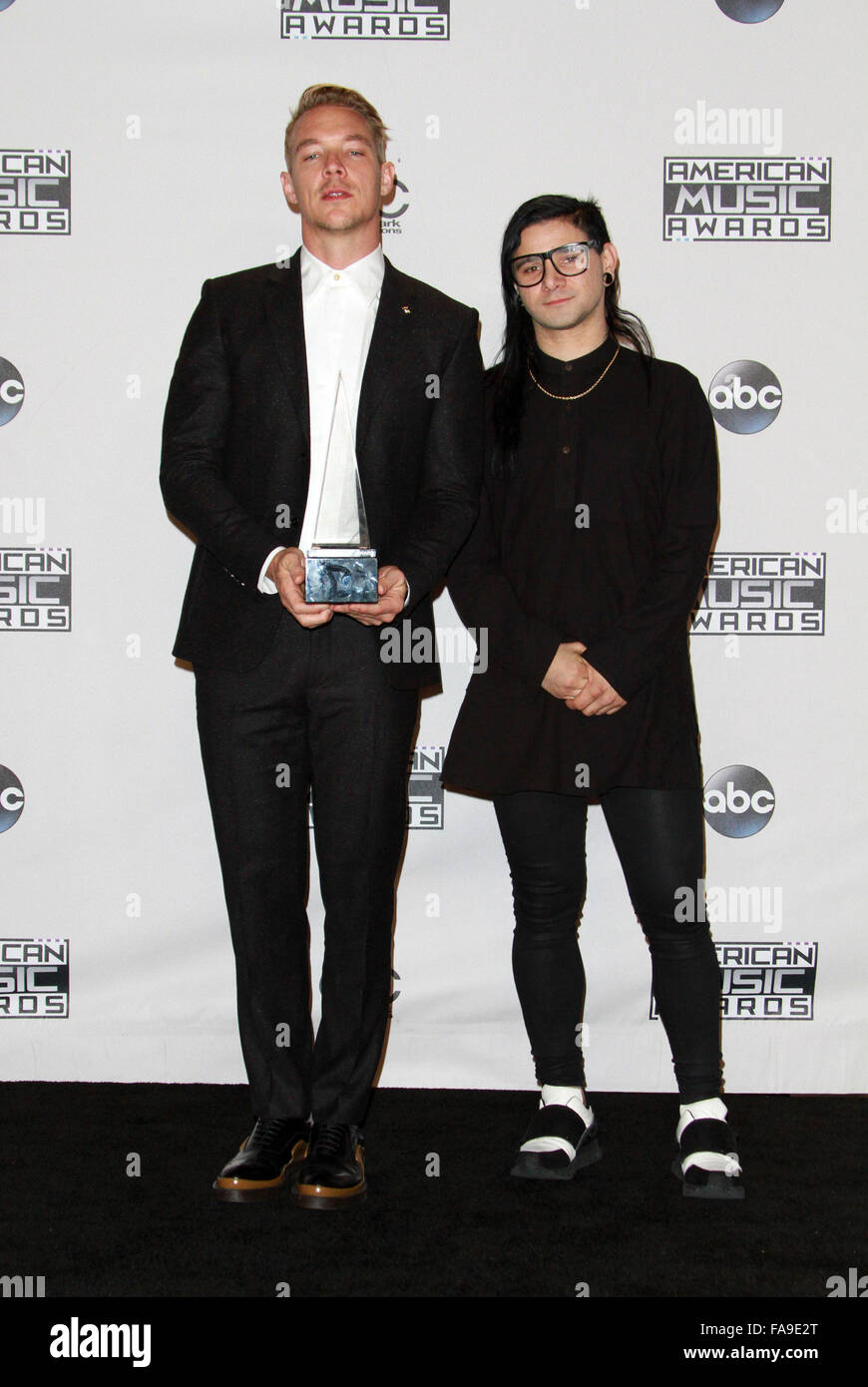 American Music Awards 2015 - Press Room statt an Microsoft Theater Featuring: DJ Diplo, Produzent Skrillex wo: Los Angeles, California, Vereinigte Staaten von Amerika bei: 22. November 2015 Stockfoto