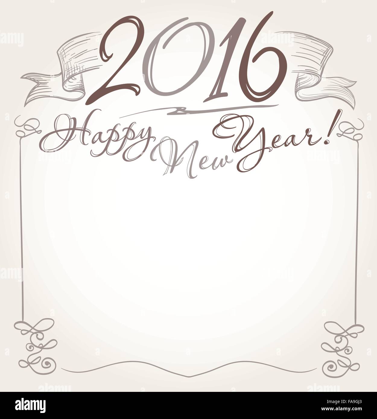 2016 und Happy New Year Worte Gruß handschriftlich. Vektor Stock Vektor