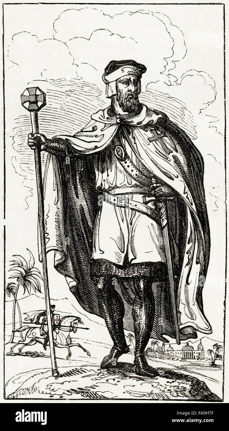 Illustration der Tempelritter des 12. Jahrhunderts. Viktorianischen Holzschnitt, Kupferstich, ca. 1845. Stockfoto