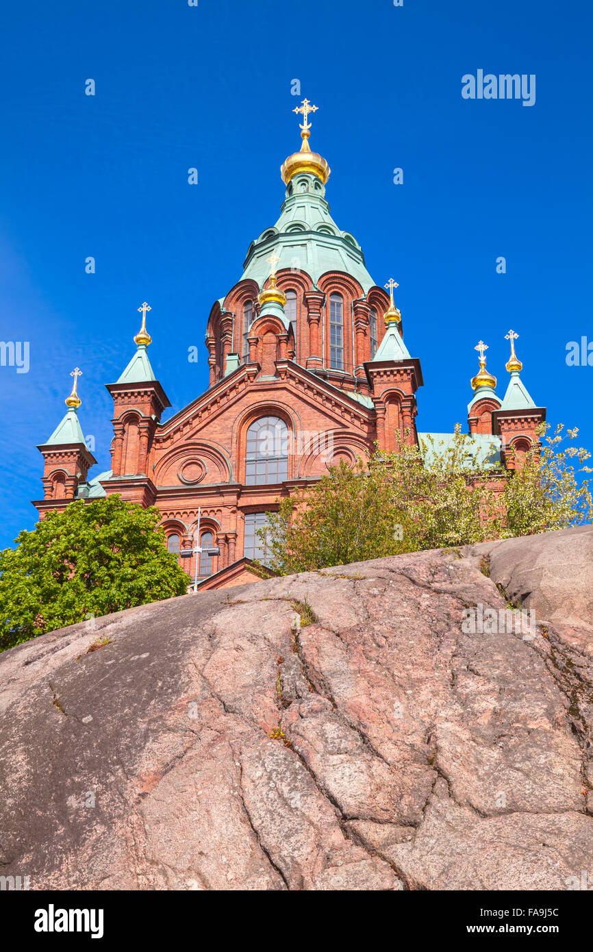 Uspenski-Kathedrale ist eine östlich-orthodoxen Kathedrale in Helsinki, Finnland, gewidmet der Entschlafung der Gottesgebärerin Stockfoto