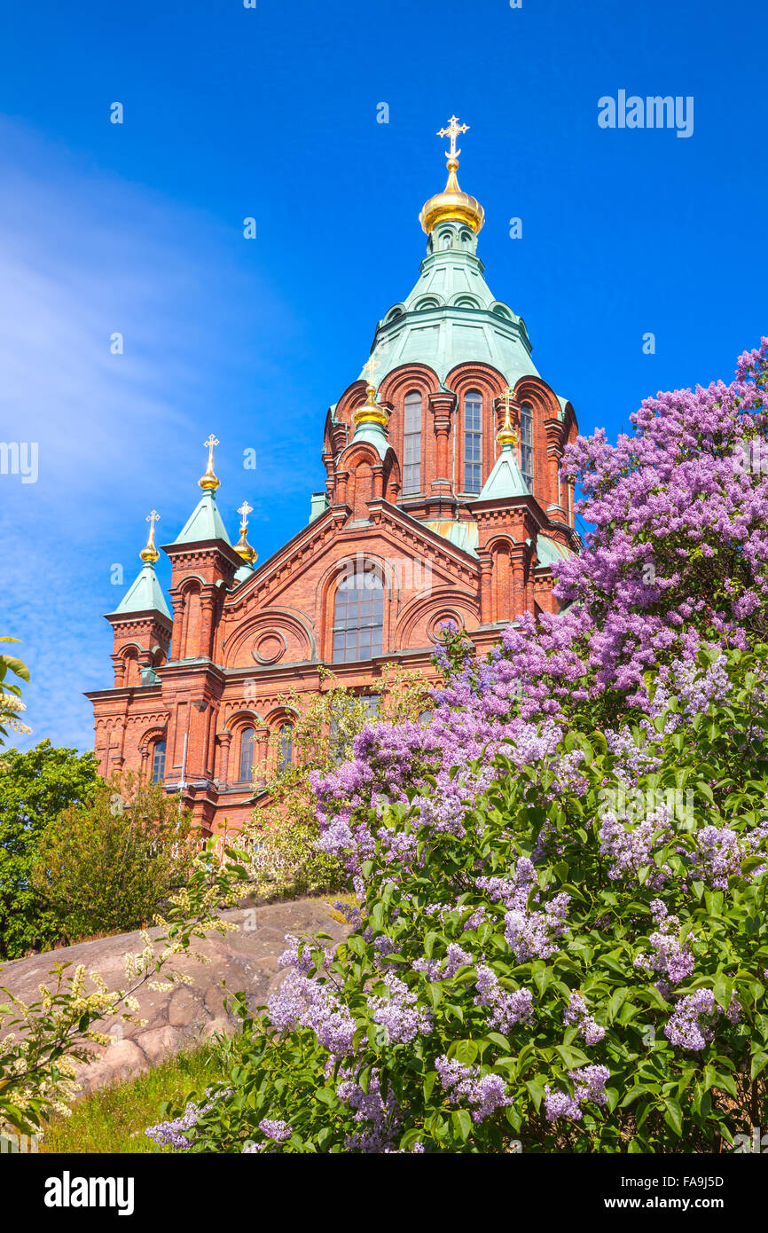 Uspenski-Kathedrale ist eine östlich-orthodoxen Kathedrale in Helsinki, Finnland, gewidmet der Entschlafung der Gottesgebärerin Stockfoto
