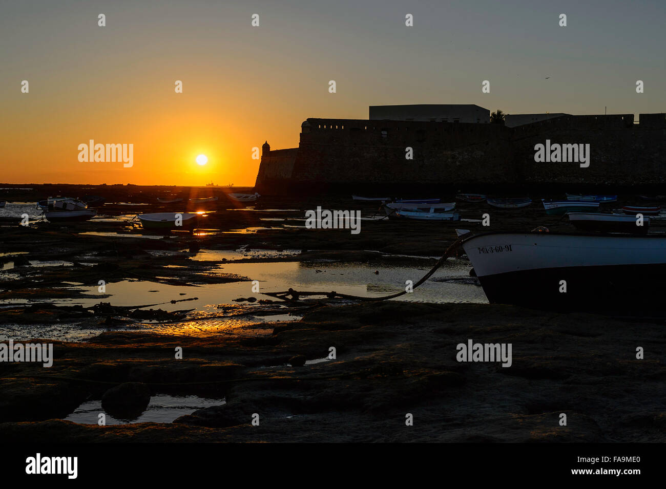La Caleta Strand in Cadiz Stockfoto