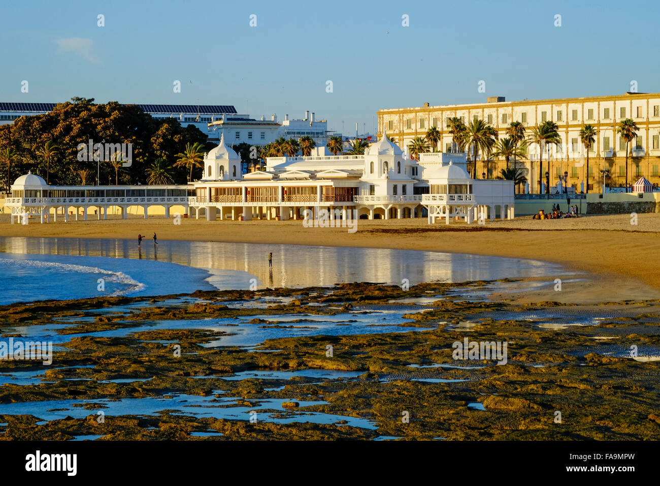 La Caleta Strand in Cadiz Stockfoto