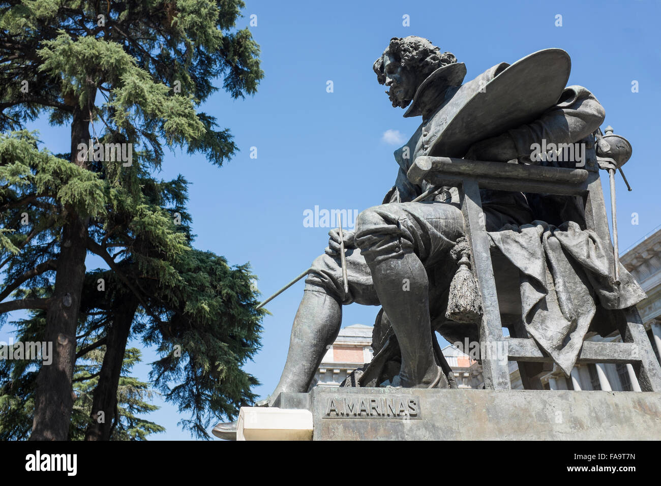 Velazquez Statue Detail das Museo del Prado in Madrid Stockfoto
