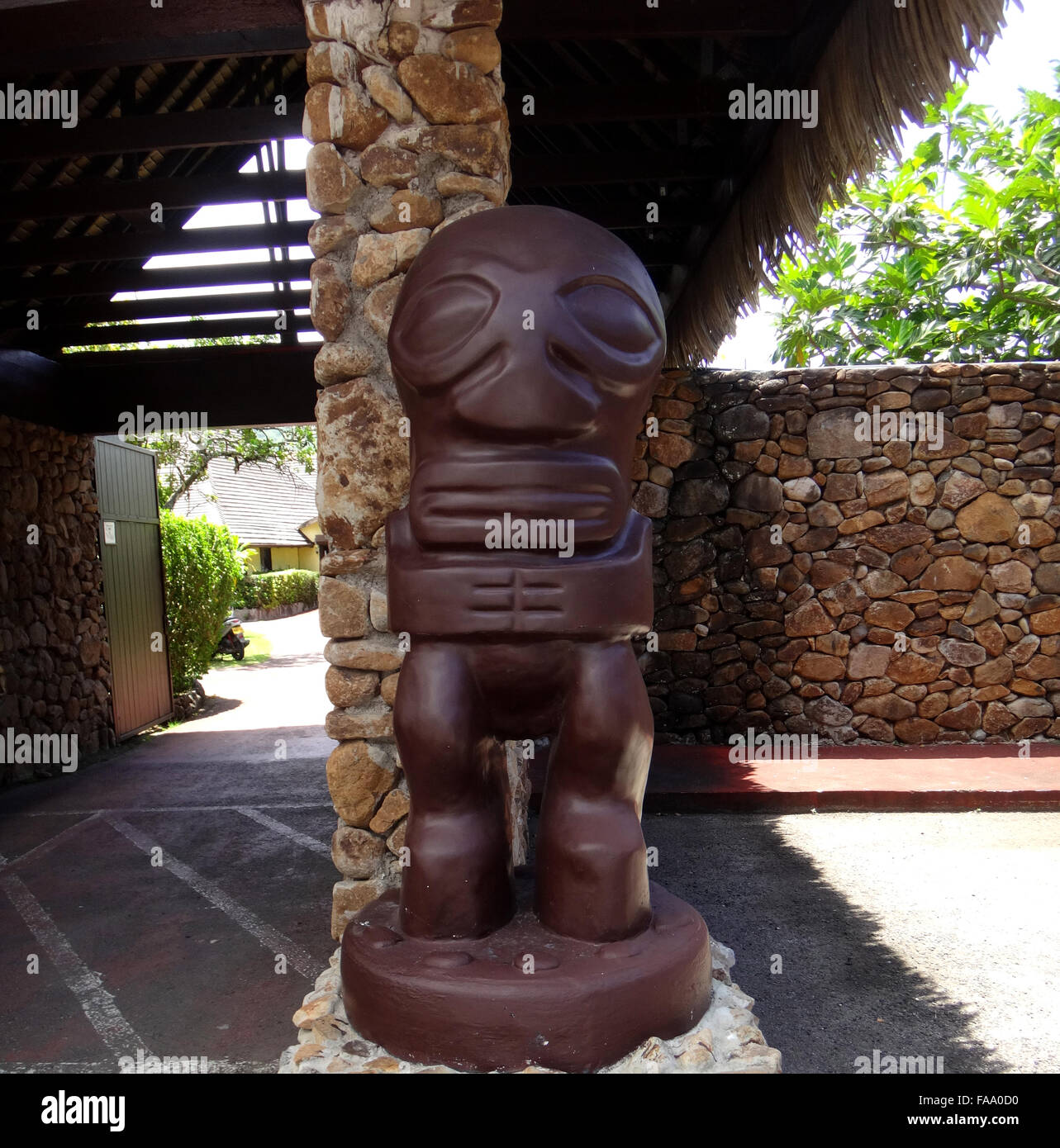 Tiki Statue, Moorea Französisch-Polynesien. Stockfoto