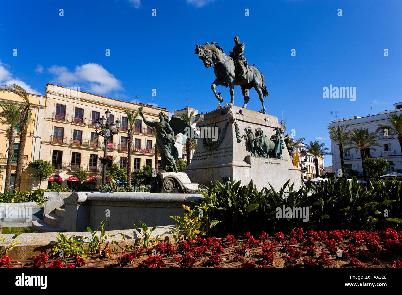 Denkmal von Miguel Primo de Rivera am Plaza del Arenal in das historische Zentrum von Jerez De La Frontera. Provinz Cádiz. Spanien Stockfoto