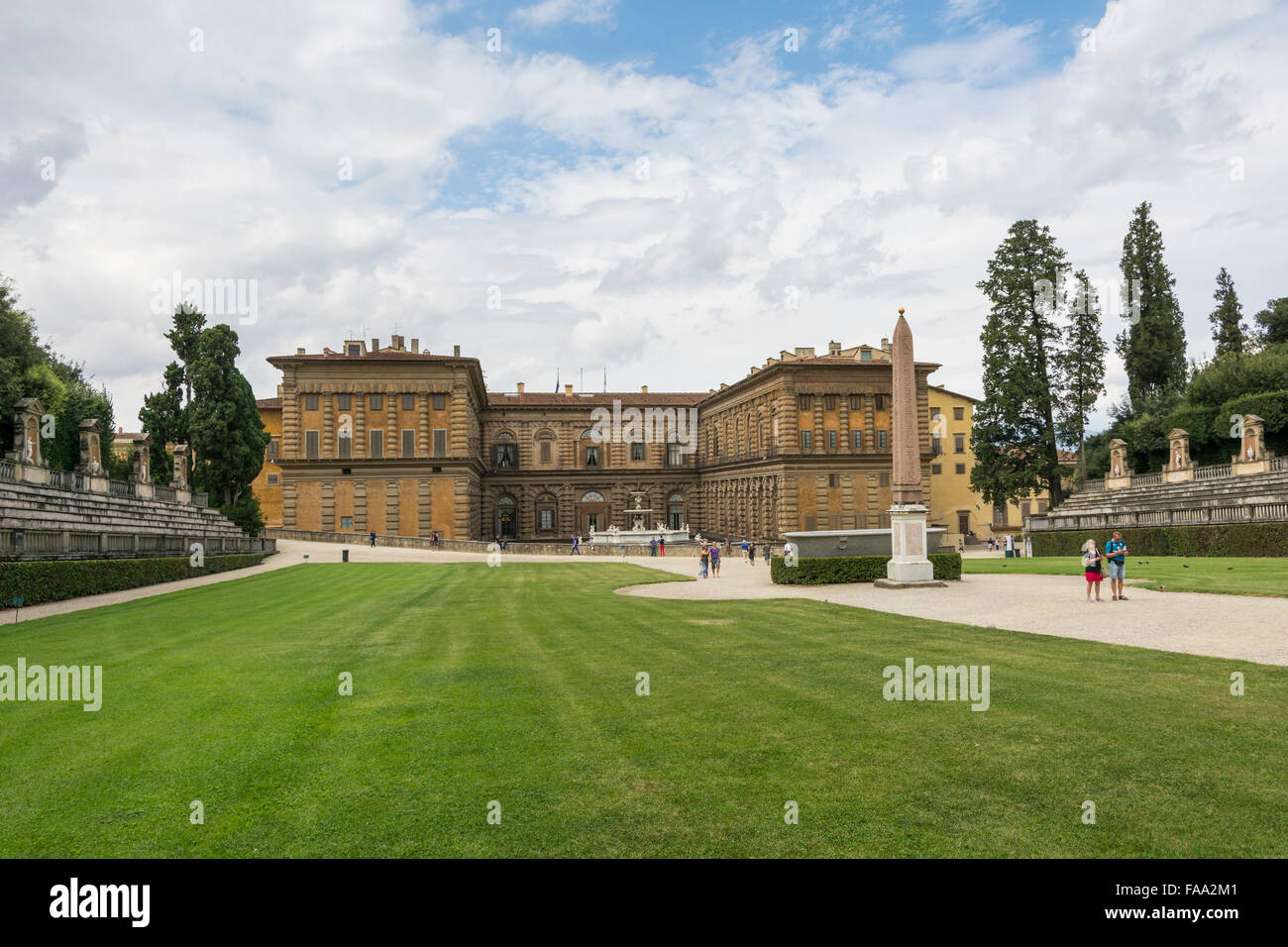 Florenz, Italien-August 26, 2014:Particular des Palazzo Pitti in Florenz-Italien, Blick vom Boboli-Garten an einem sonnigen Tag. Stockfoto