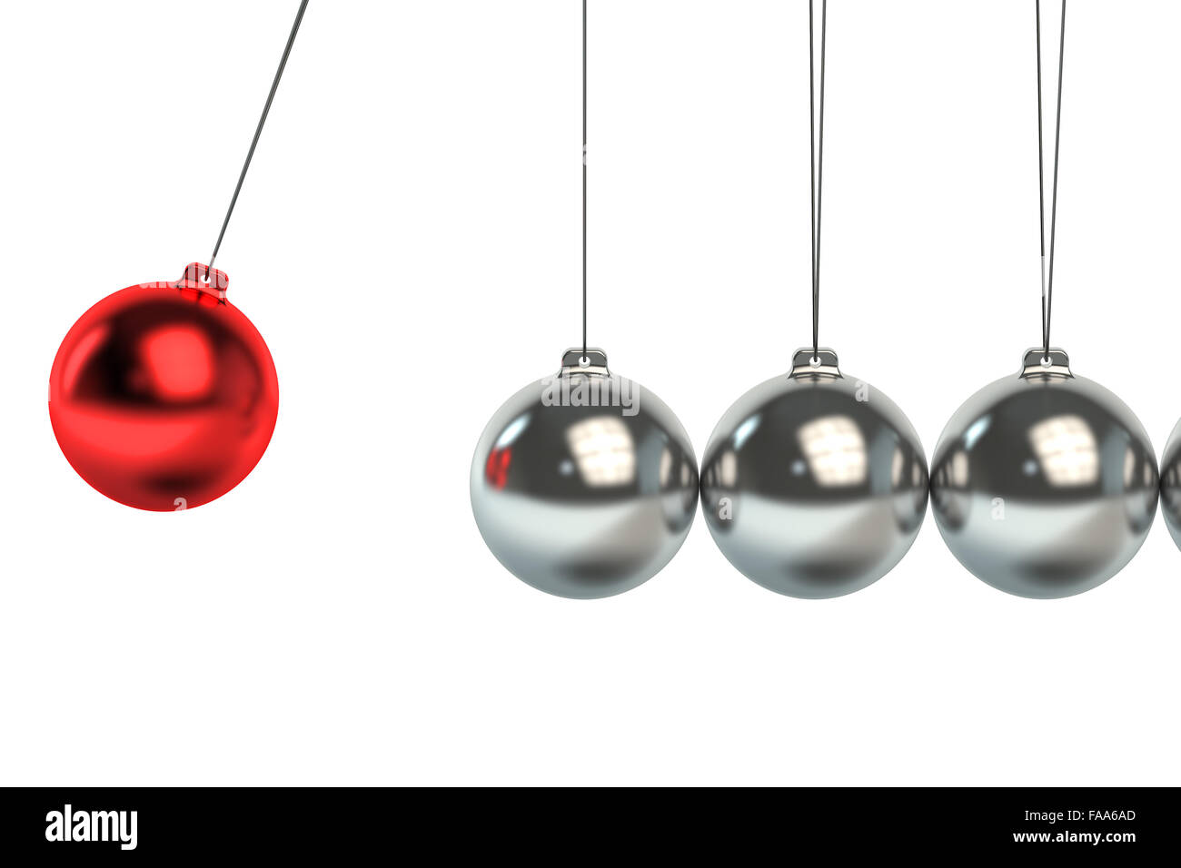 Newtons Wiege isoliert auf weißem Hintergrund Stockfoto