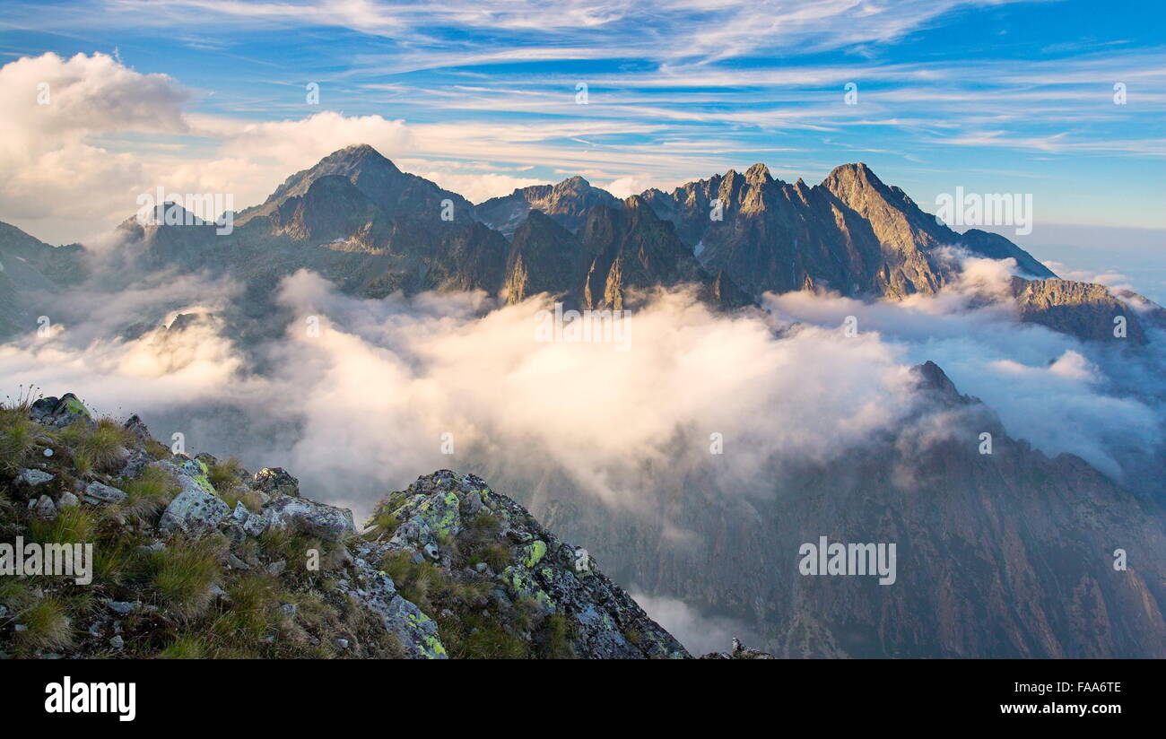 Blick vom Slawkowski Peak, hohen Tatra, Slowakei Stockfoto