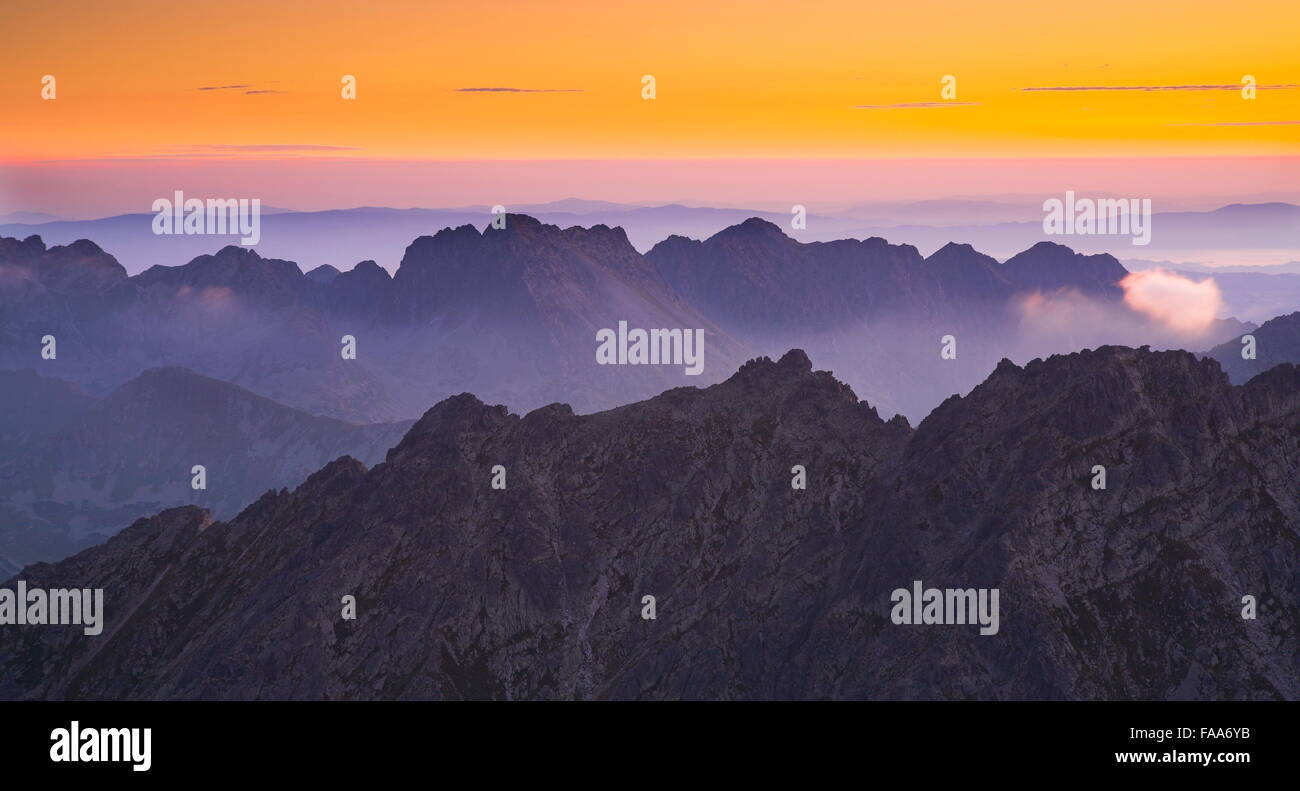 Blick auf Surise vom Krywan Peak, Slowakei Stockfoto