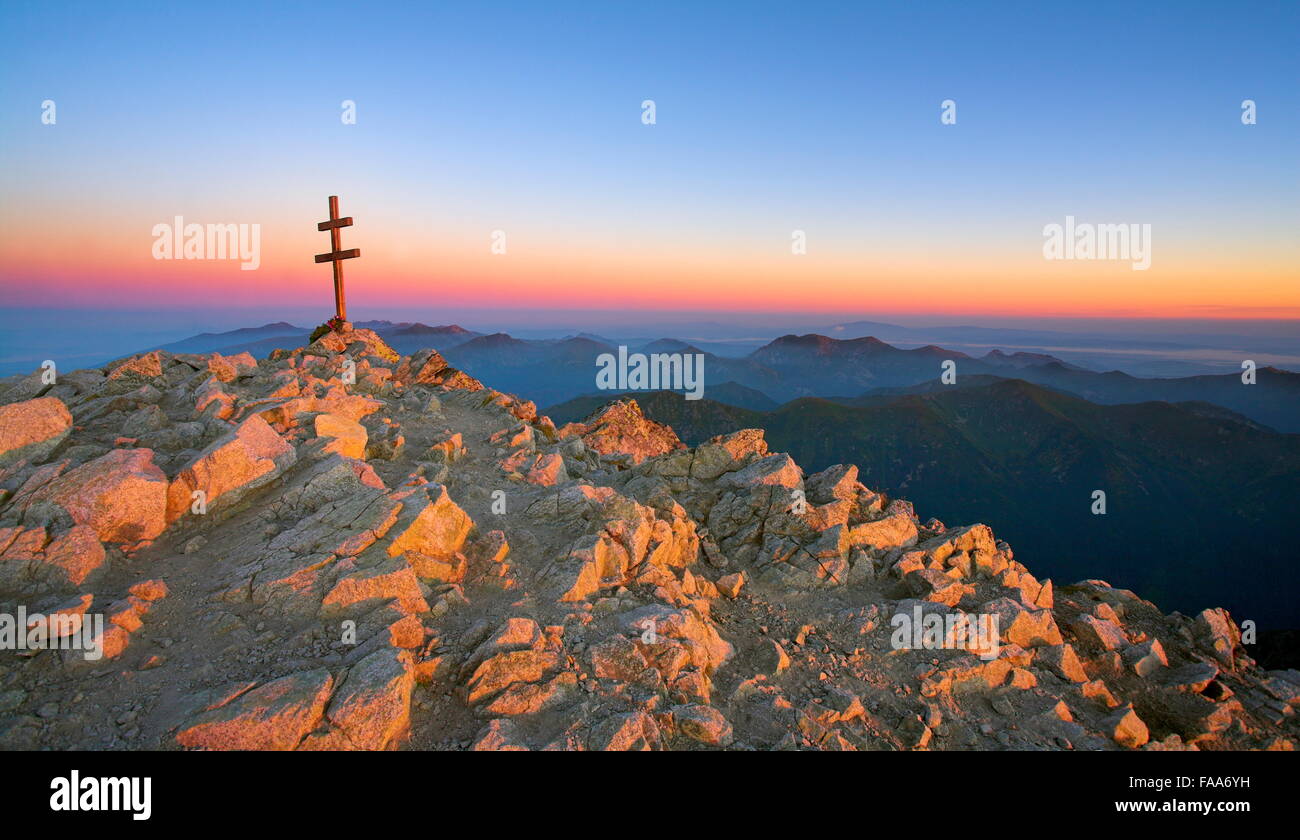 Blick auf Surise vom Krywan Peak, Slowakei Stockfoto