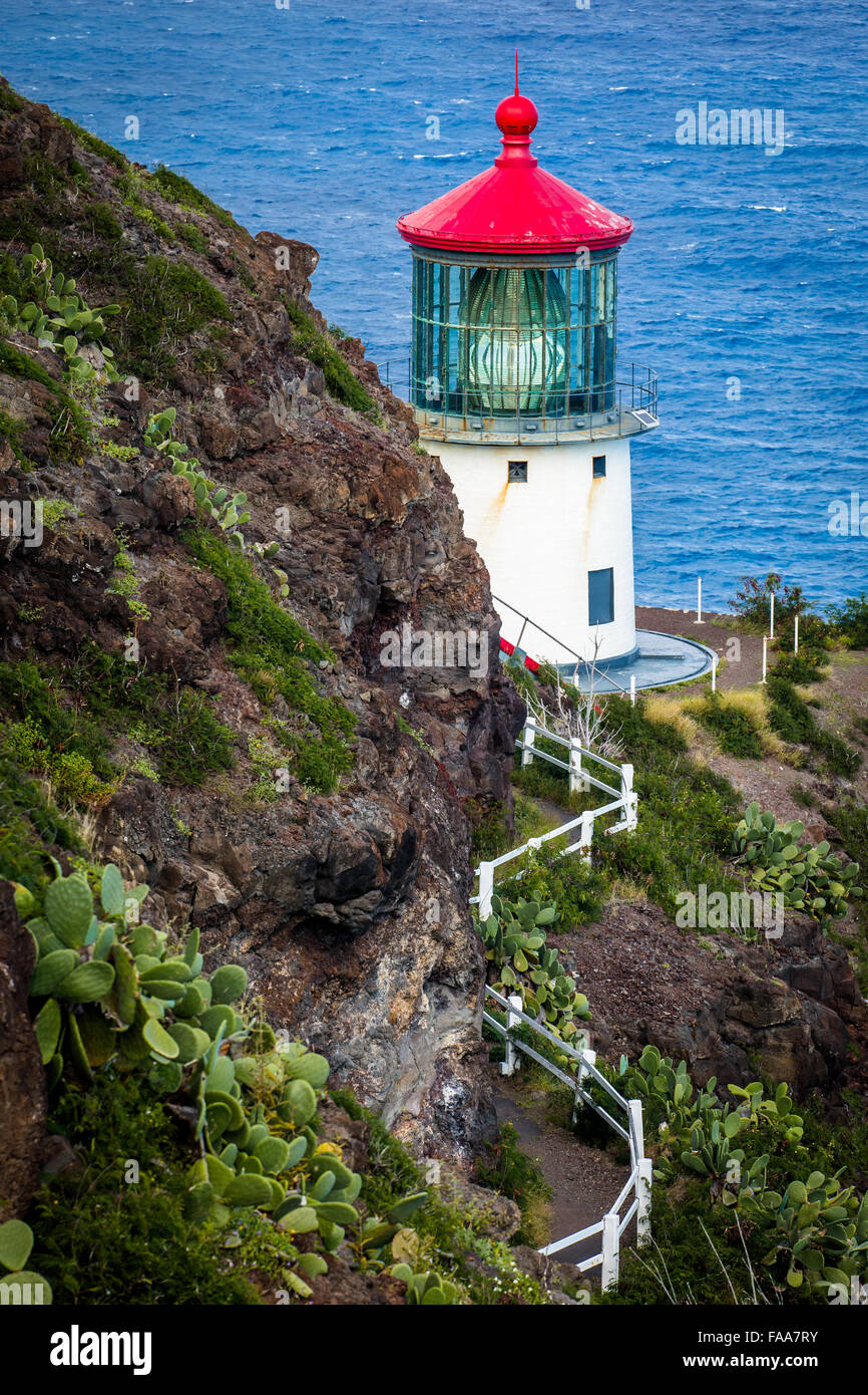 Makapuu Leuchtturm auf Oahu, Hawaii Stockfoto