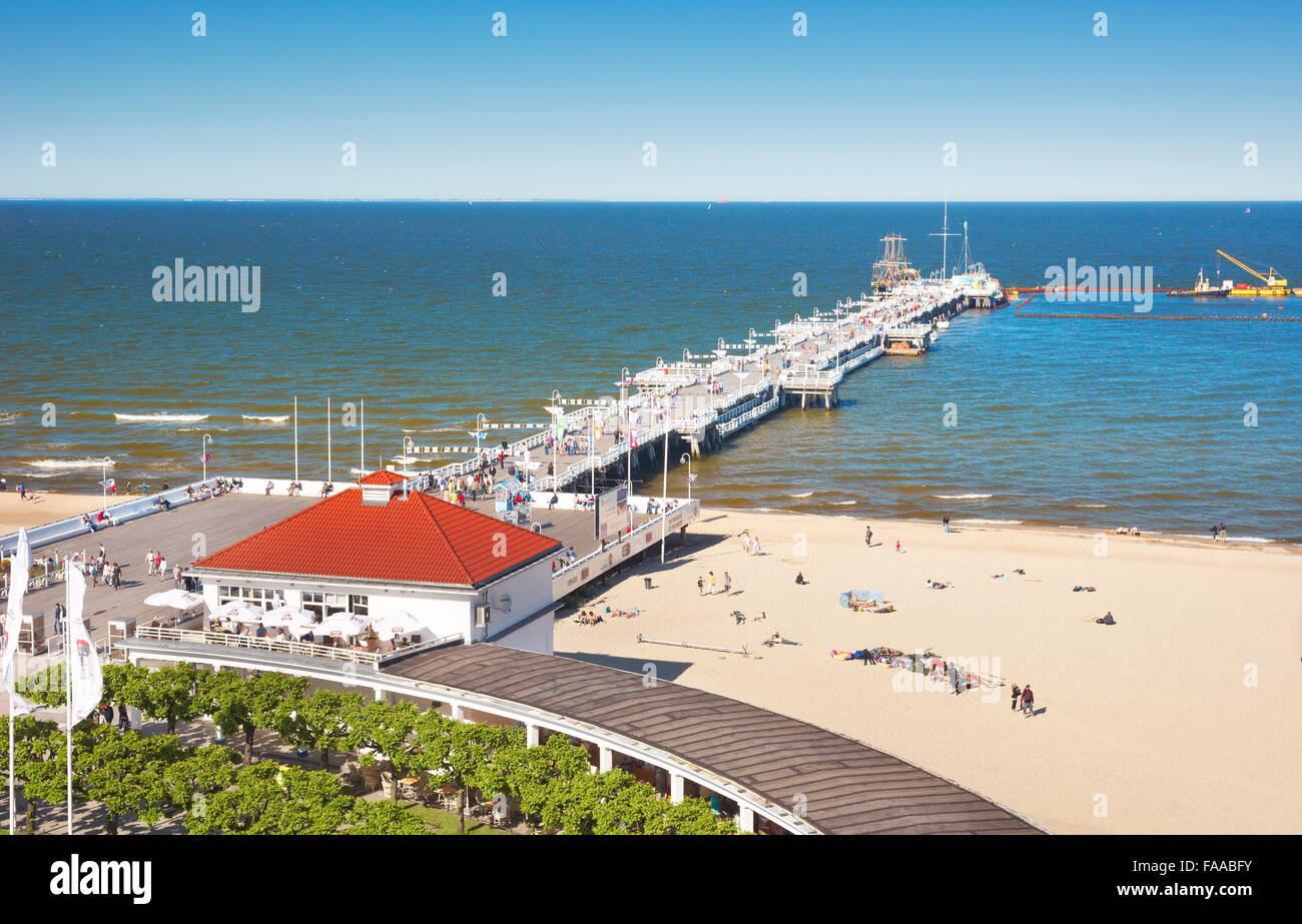 Sopot - hölzerne Pier und die Promenade, Polen Stockfoto