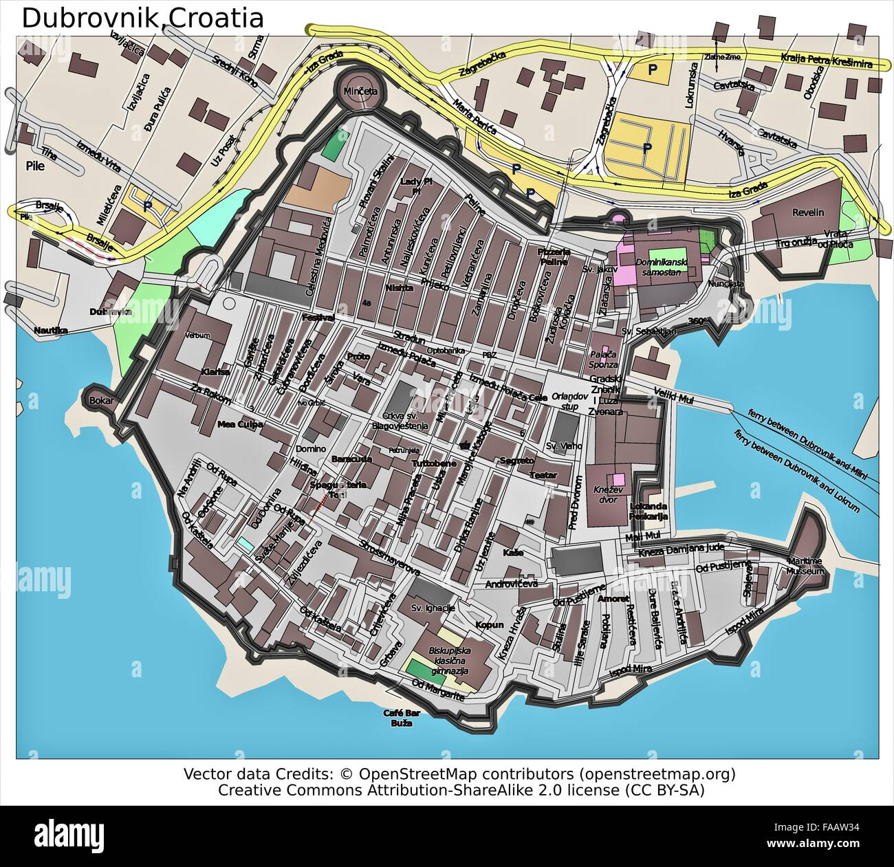 Dubrovnik Kroatien Stadtplan Stockfotografie Alamy
