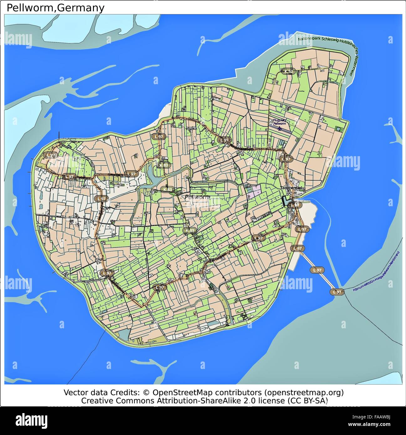 Pellworm Deutschland Insel Stadtplan Stockfotografie - Alamy