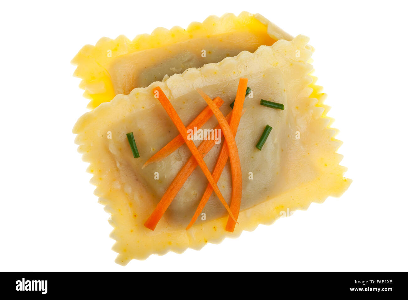 bayerischen Nudeln Quadrate gefüllt mit Fleisch und Spinat Stockfoto