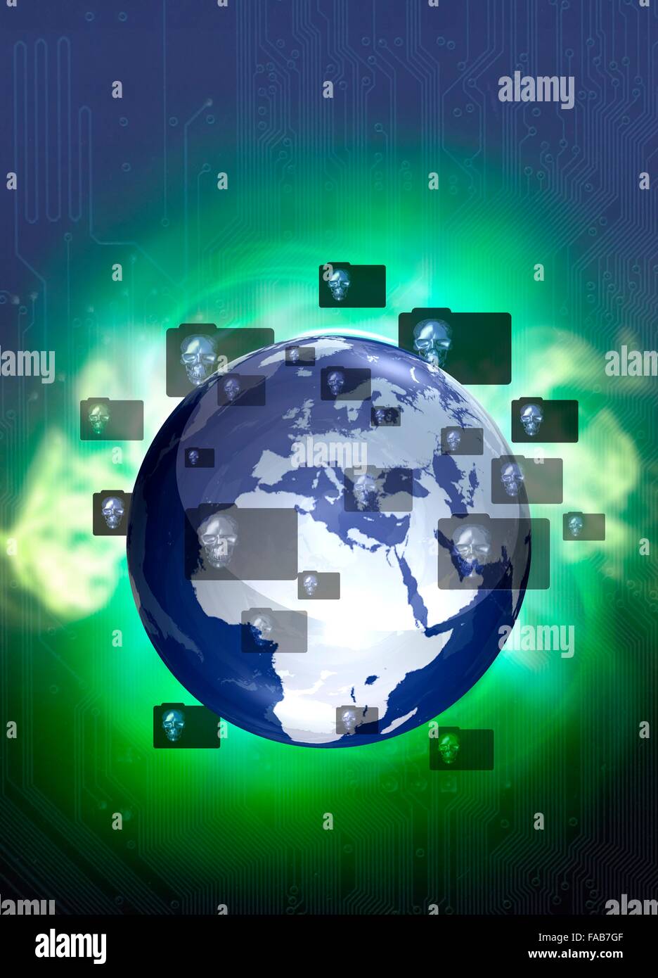 Globale Datenschutz, Computer Bild. Stockfoto