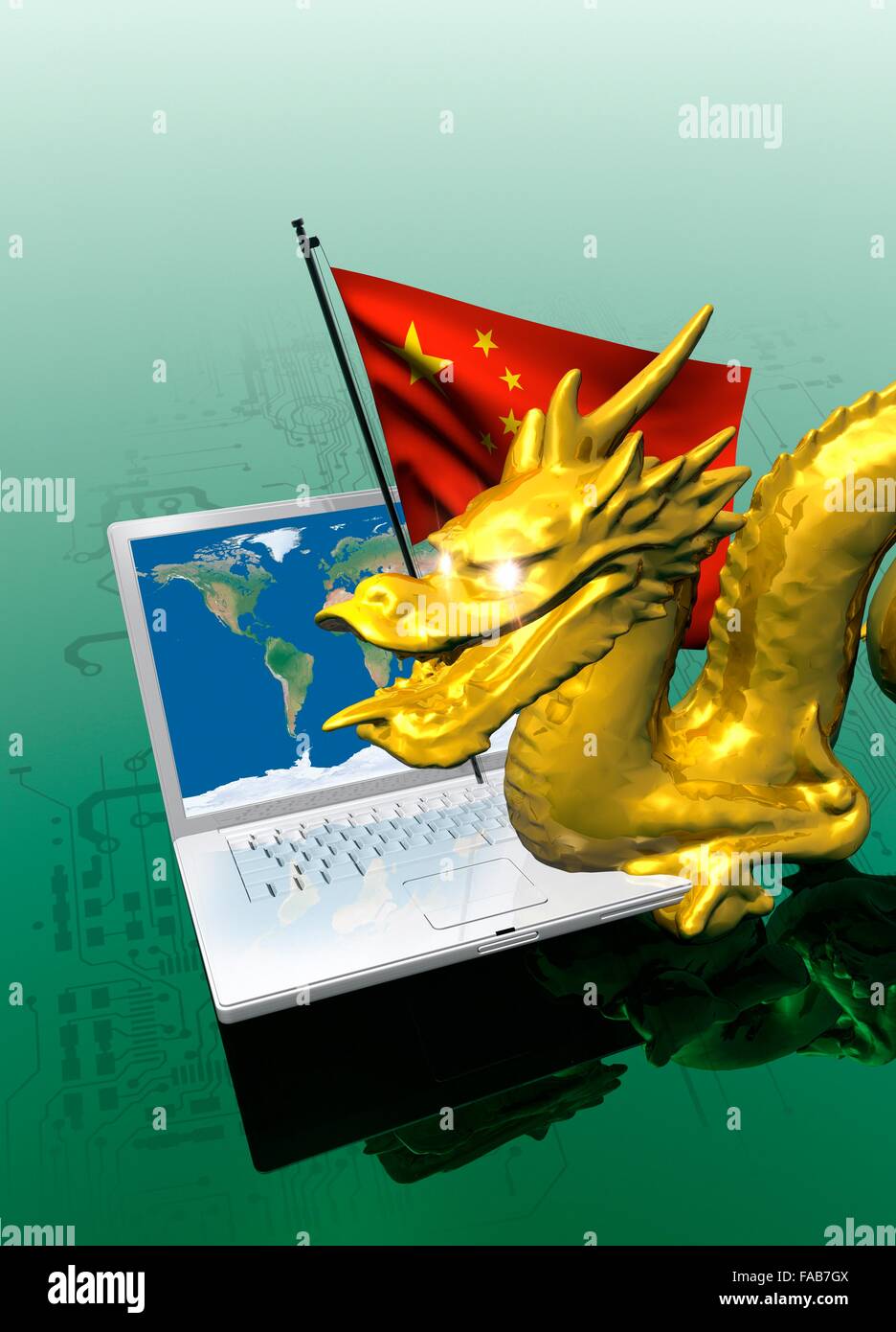 Chinesische Cyber hacking, konzeptionelle Darstellung. Stockfoto