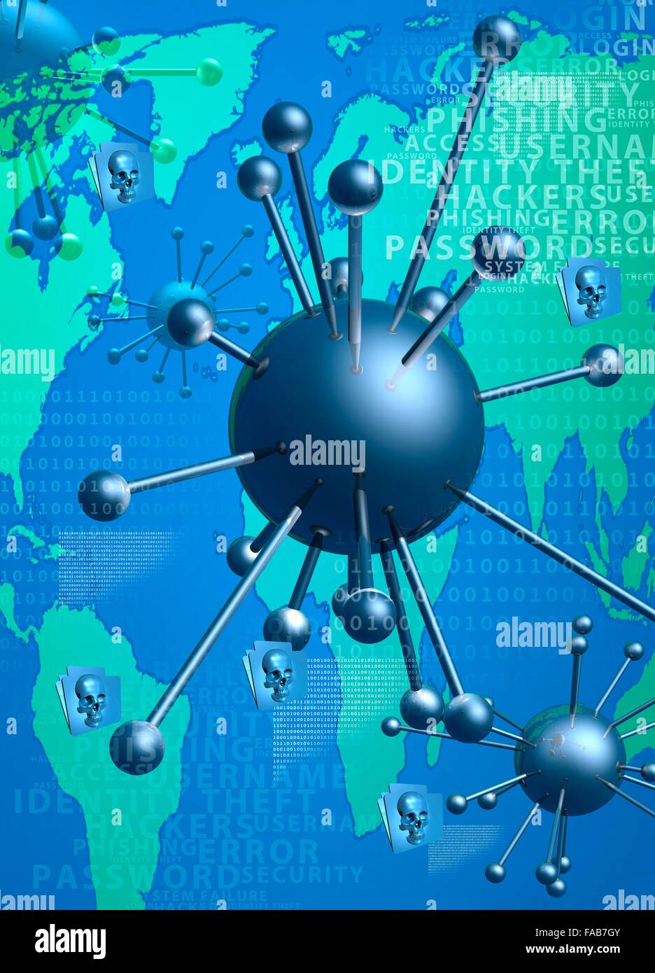 Globale Cyber hacking, konzeptionelle Darstellung. Stockfoto