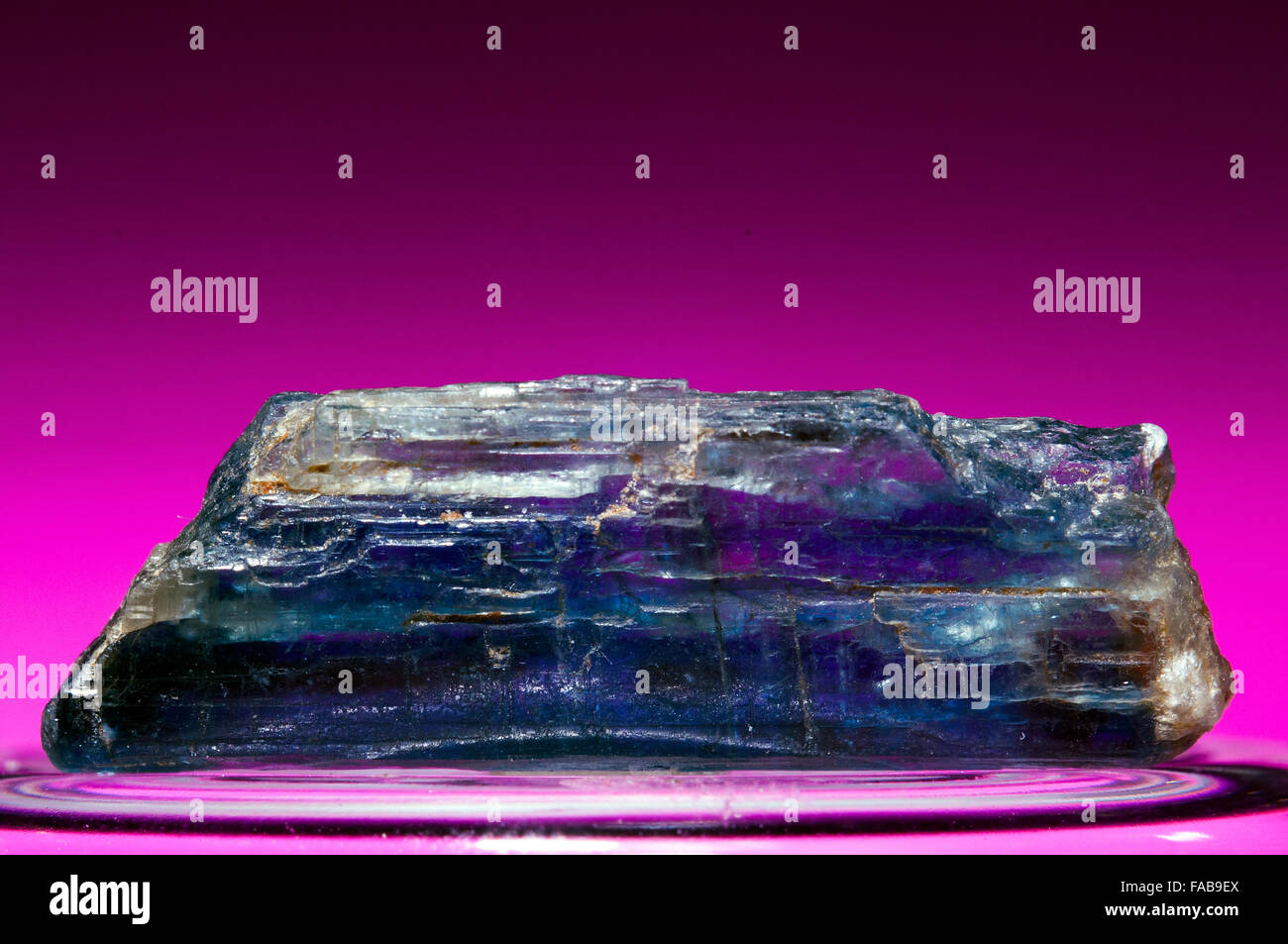 Unbeheizten natürliche blaue grobe Facette Kyanit Mineral Stein in Studioumgebung Stockfoto