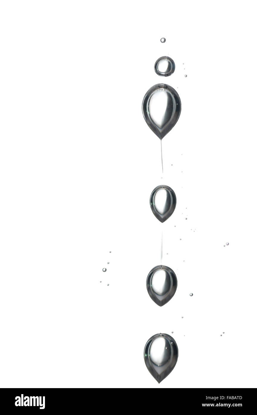 Zahlen Flüssigkeit in Richtung zur Oberfläche aufsteigende Luftblasen Stockfoto