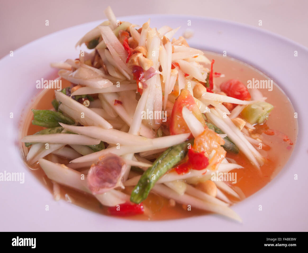 Papaya-Salat, Thai rufen &amp;#39;Som Tum&amp;#39; berühmtesten thai Salat aus grüner ...