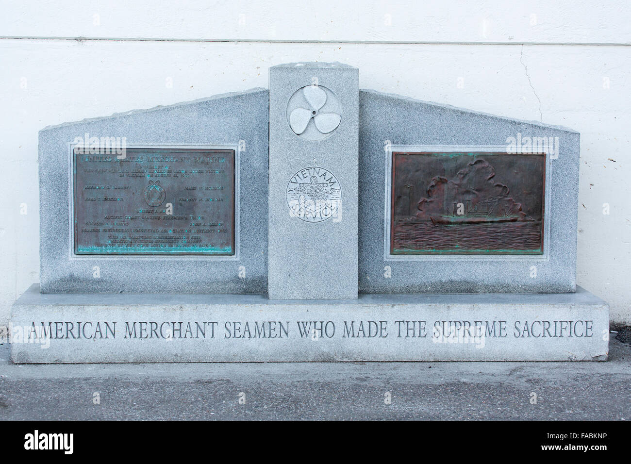 Denkmal für die amerikanischen Händler Seamen, die das höchste Opfer am Pier 45, Fisherman's Wharf, San Fransisco, Kalifornien, USA Stockfoto