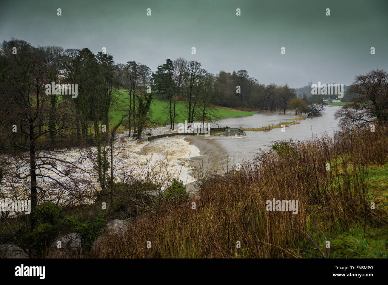 Überschwemmungen in der Ribble Valley, Lancashire, North West England, Dezember 2015 Stockfoto