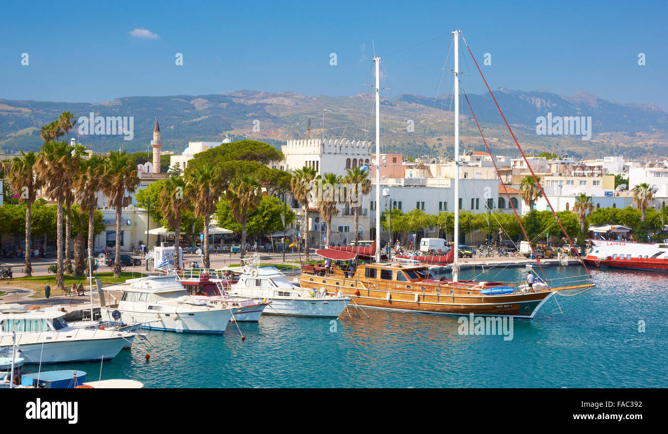 Hafen von Kos Stadt, Kos, Dodekanes, Griechenland Stockfoto