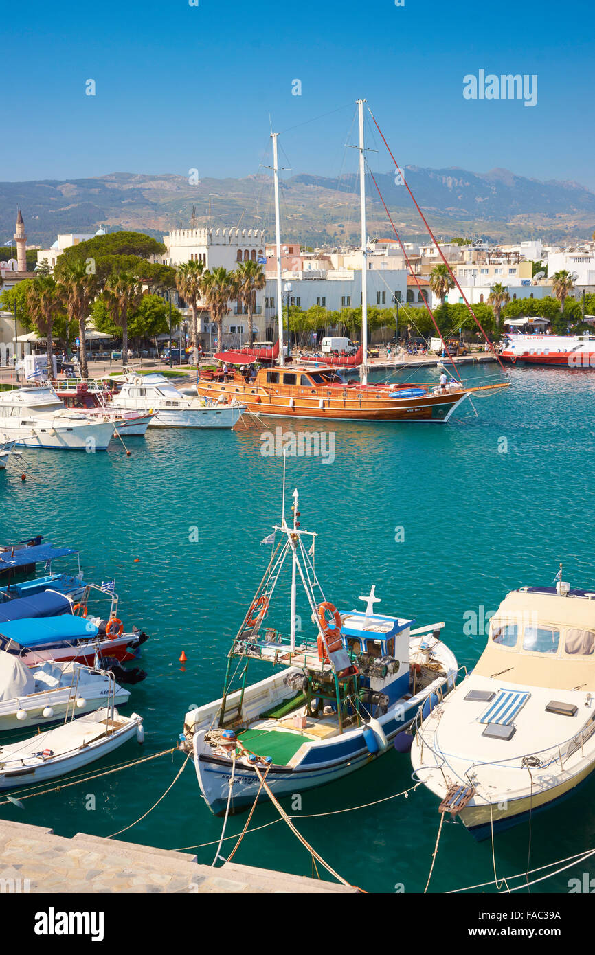 Hafen von Kos Stadt, Kos, Dodekanes, Griechenland Stockfoto