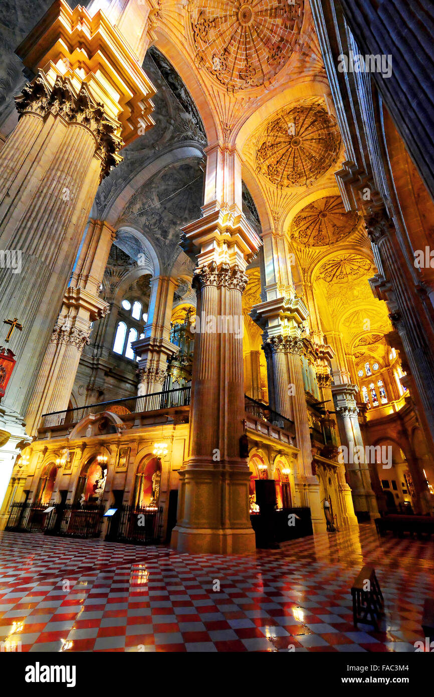 Kathedrale von Malaga Spanien Zentrale Säulen und Dachdetails Stockfoto