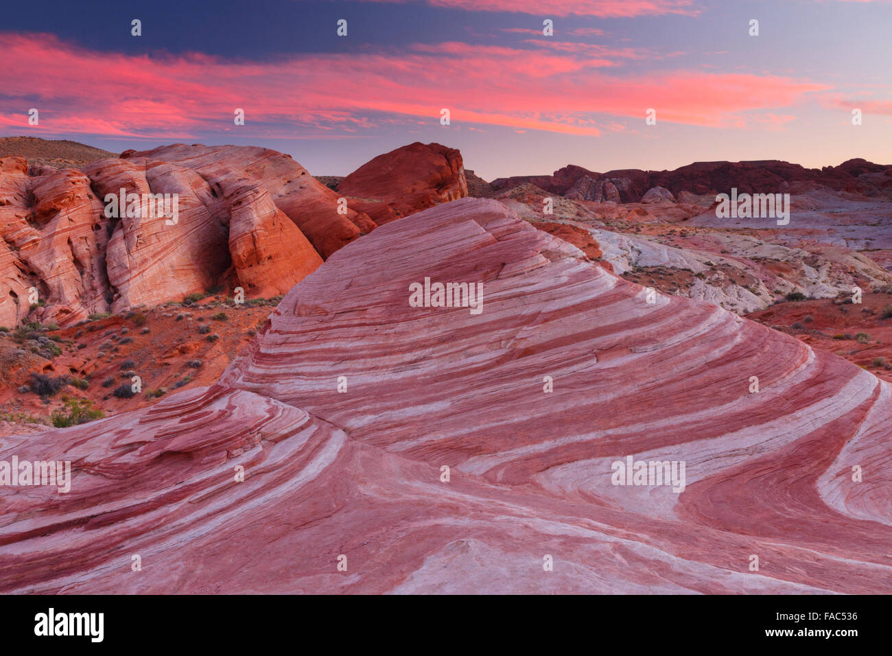 Feuer-Welle, Valley of Fire State Park, in der Nähe von Las Vegas, Nevada. Stockfoto