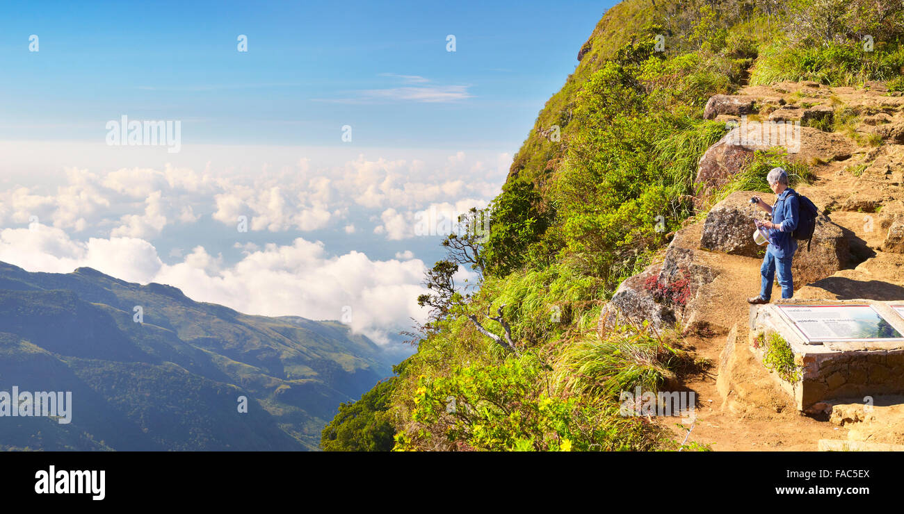 Sri Lanka - Horton Plains Nationalpark, Blick vom "Ende der Welt" Stockfoto