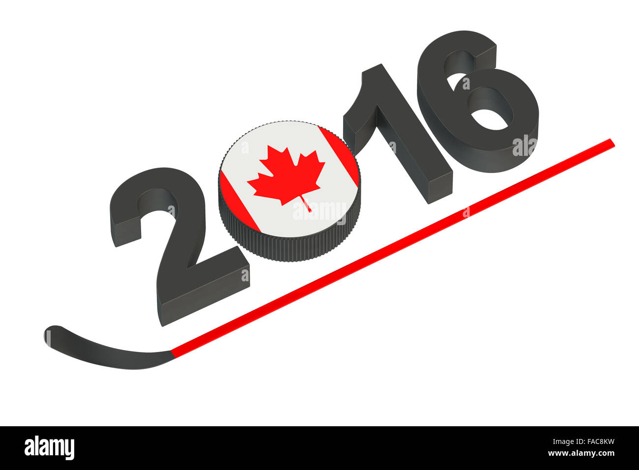 2016-Canada Hockey Konzept isoliert auf weißem Hintergrund Stockfoto