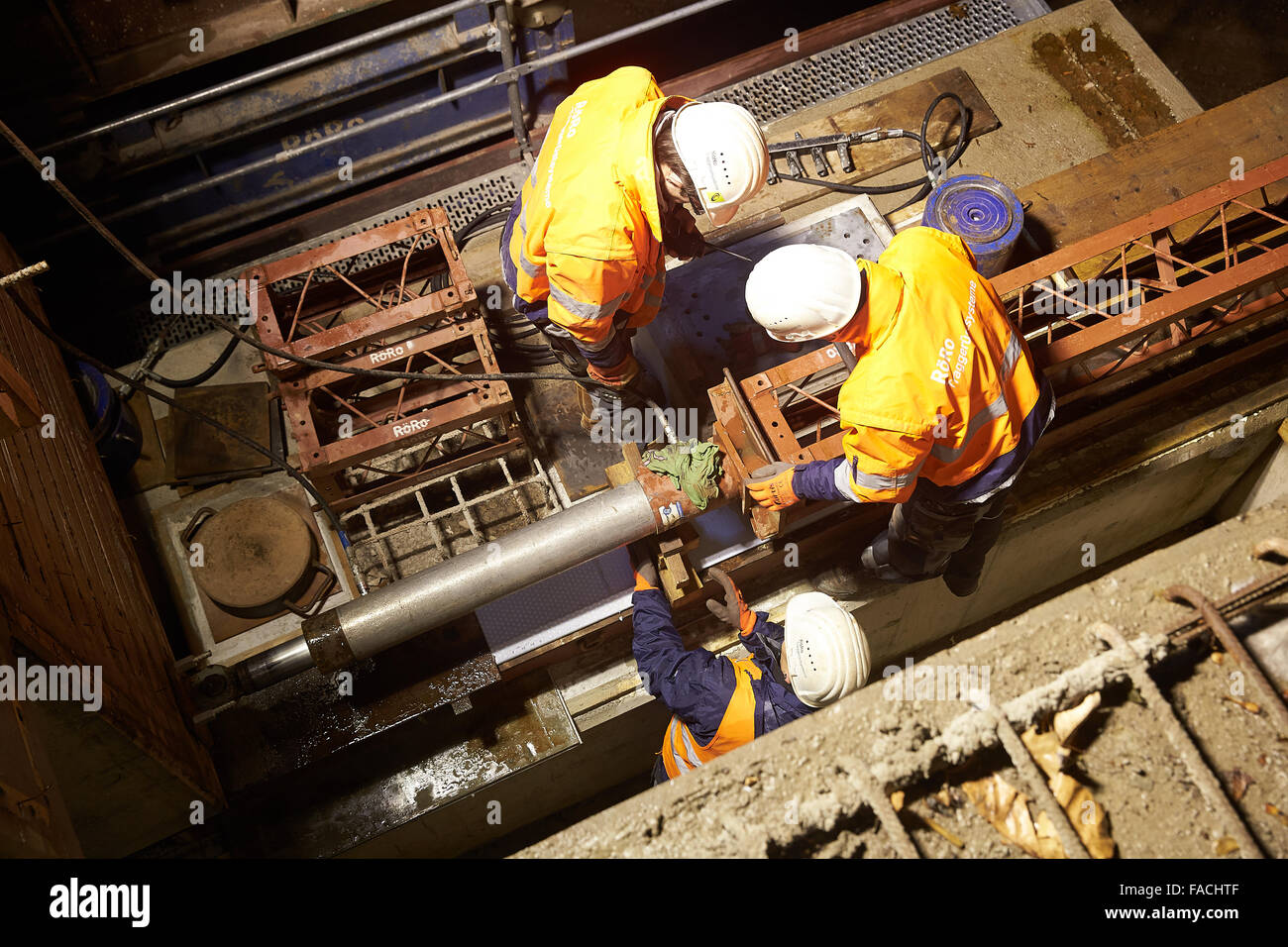 Seitliche Verschiebung des Segments der Ansatz Brücke der Europabrücke, Koblenz, Rheinland-Pfalz, Deutschland Stockfoto