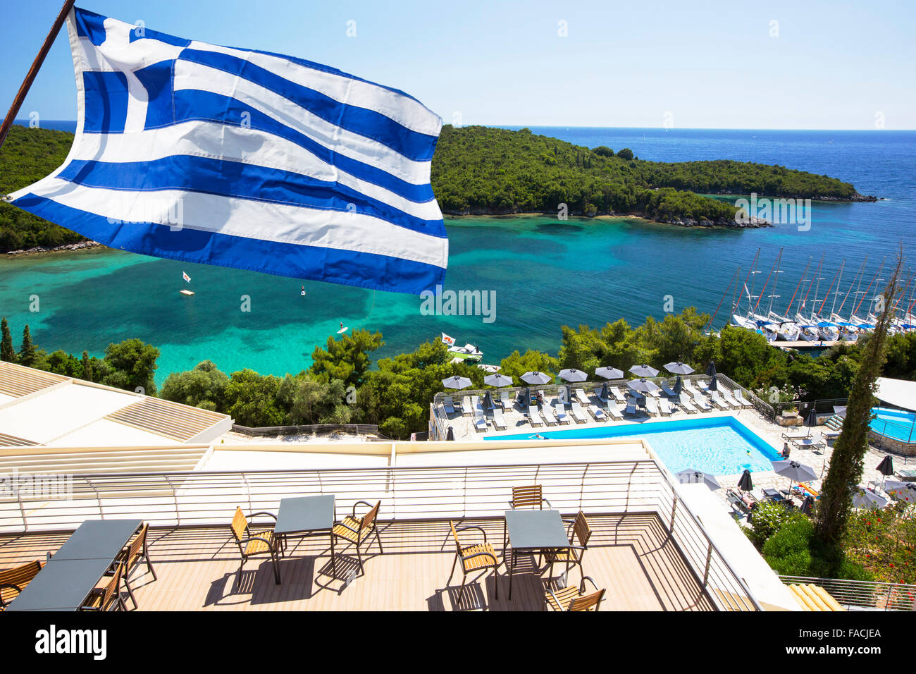 Ein Ferienort in Sivota, Griechenland. Stockfoto