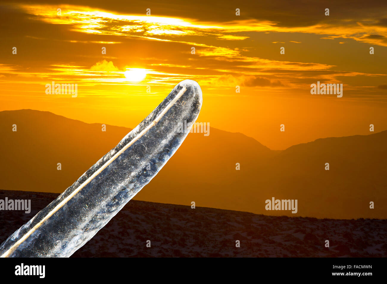 Die Aussicht vom Gipfel des roten Geröllhalden bei Sonnenuntergang im Lake District, Großbritannien, aufgenommen am Mittwoch, 4. Februar 2015 Süd-west Stockfoto