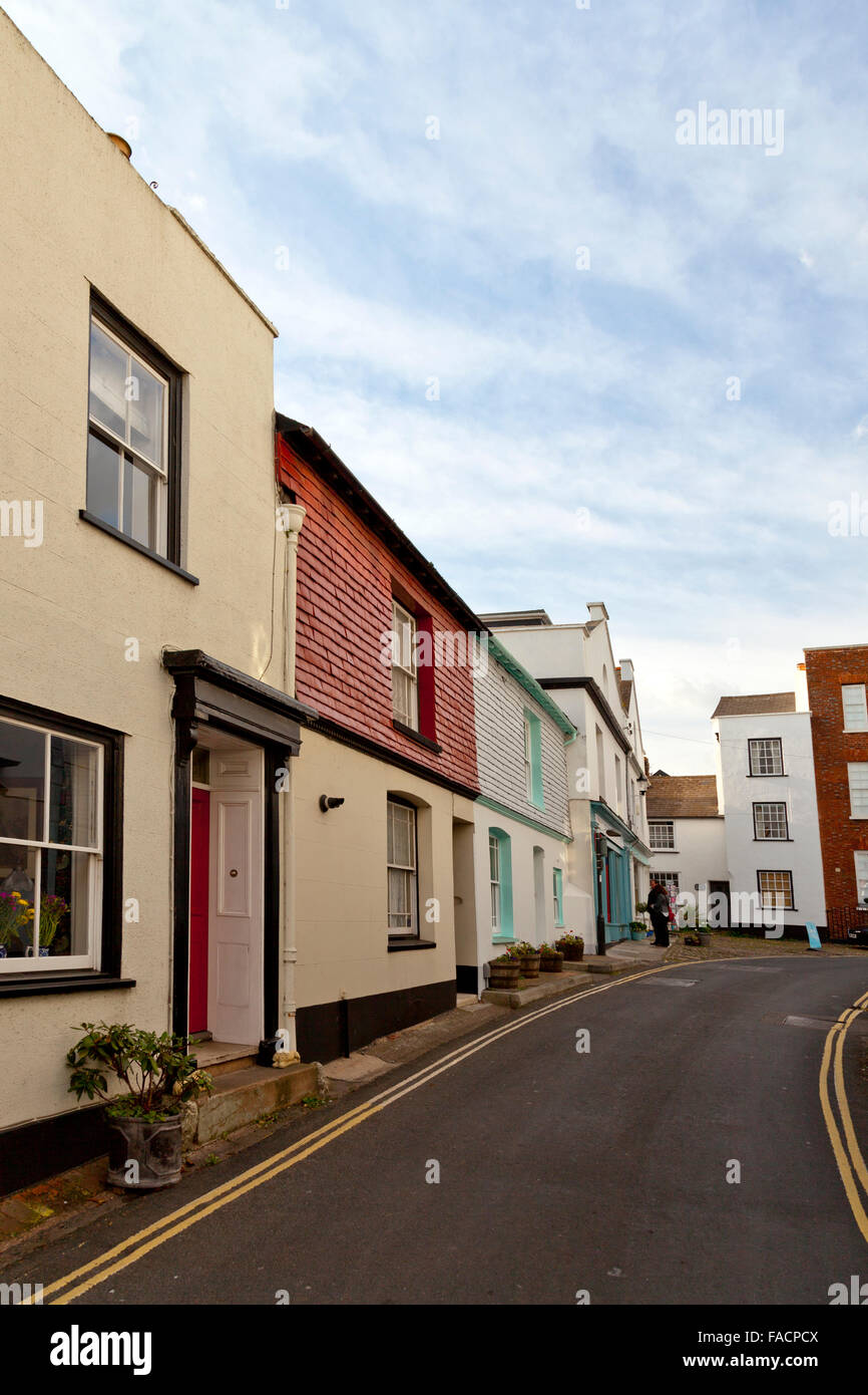 Bunte Häuser in Vorderstraße, Topsham, Devon, England, UK Stockfoto