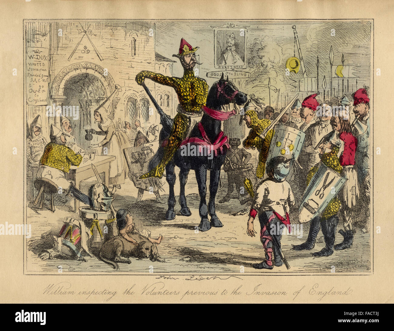 Hand farbige Comic Illustration aus dem Jahr 1846 von William von Normandie vor der Invasion von England Stockfoto