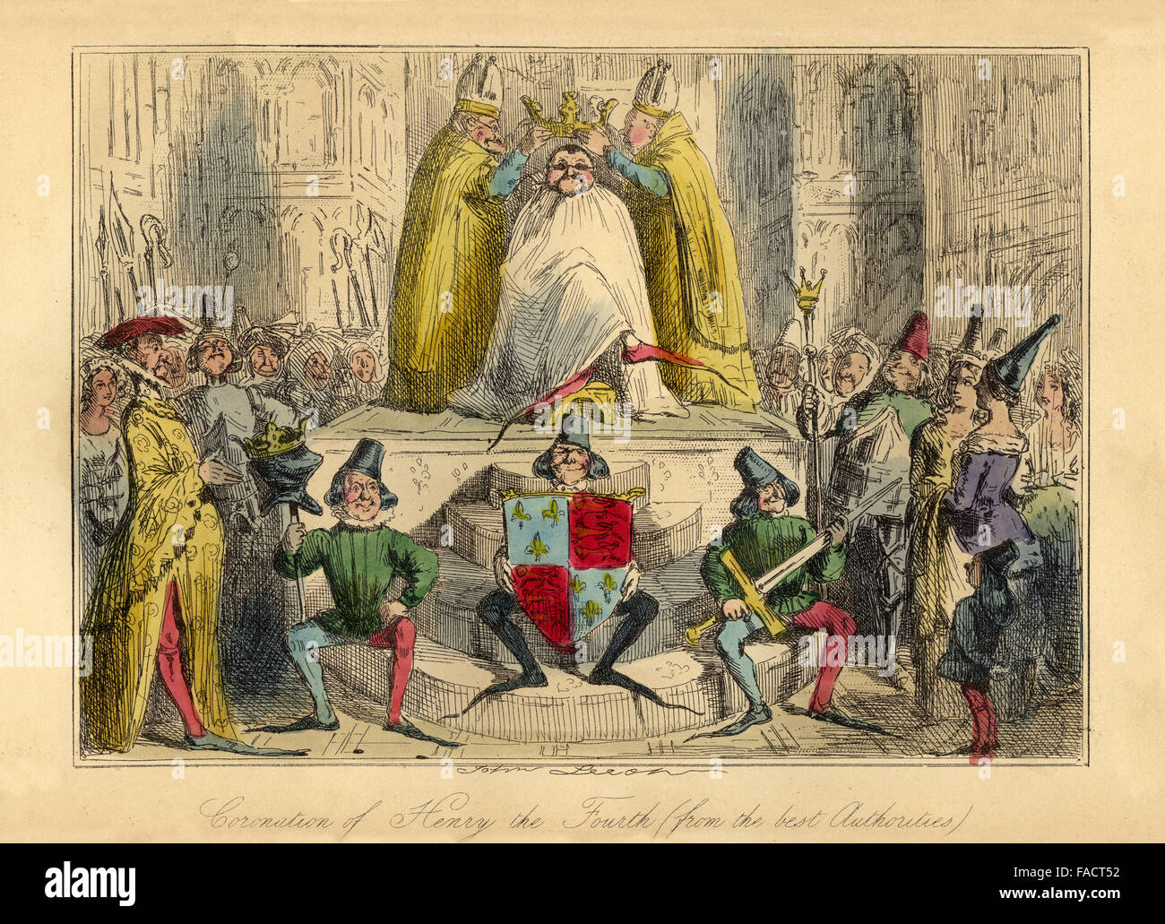 Hand farbige Comic Illustration von 1846 Darstellung der Krönung von König Henry IV in 1399 Stockfoto