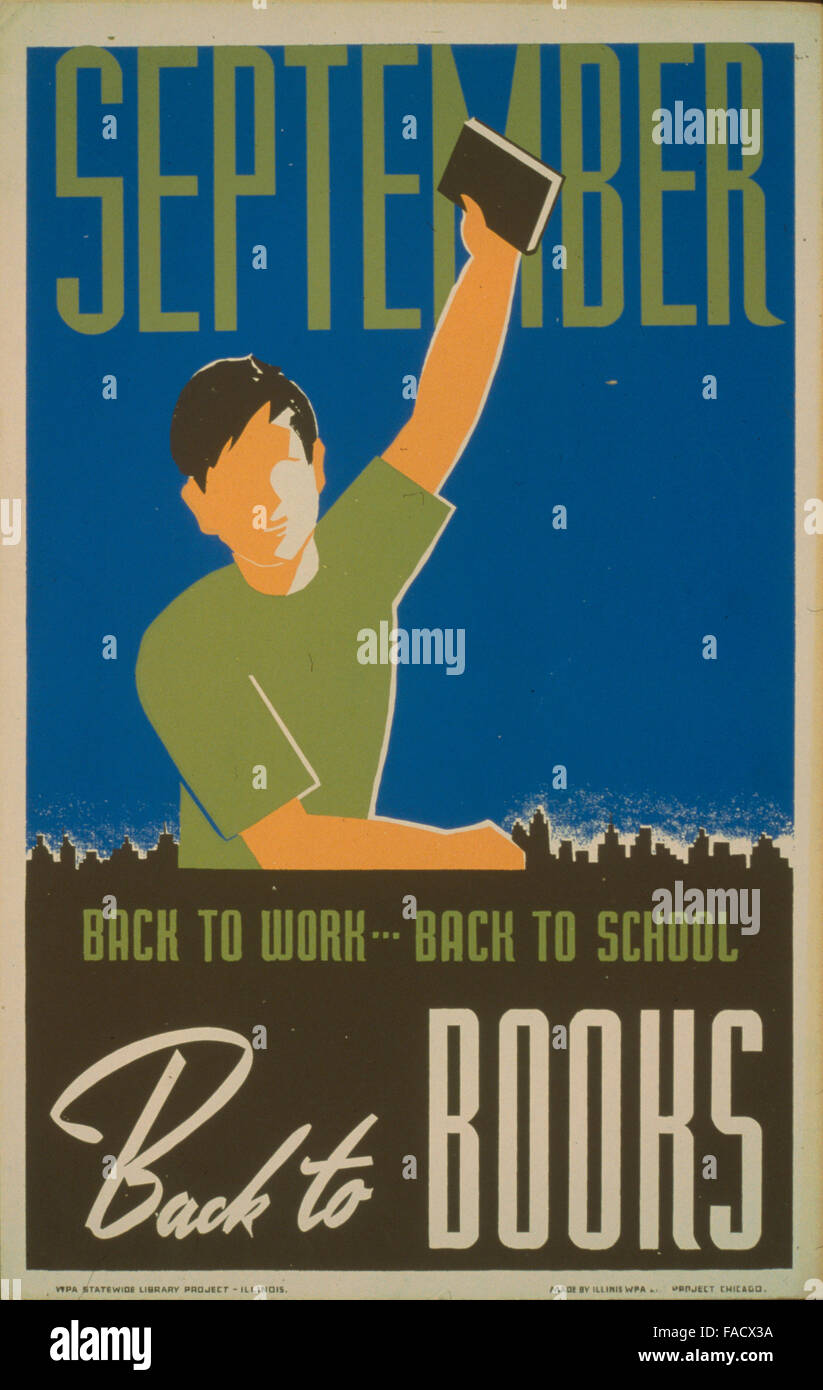 Arbeiten Sie Projekte Administration (WPA) Plakat zum Lesen und Bibliotheken, die zwischen 1936 und 1943 produziert. (Bibliothek des Kongresses) Stockfoto