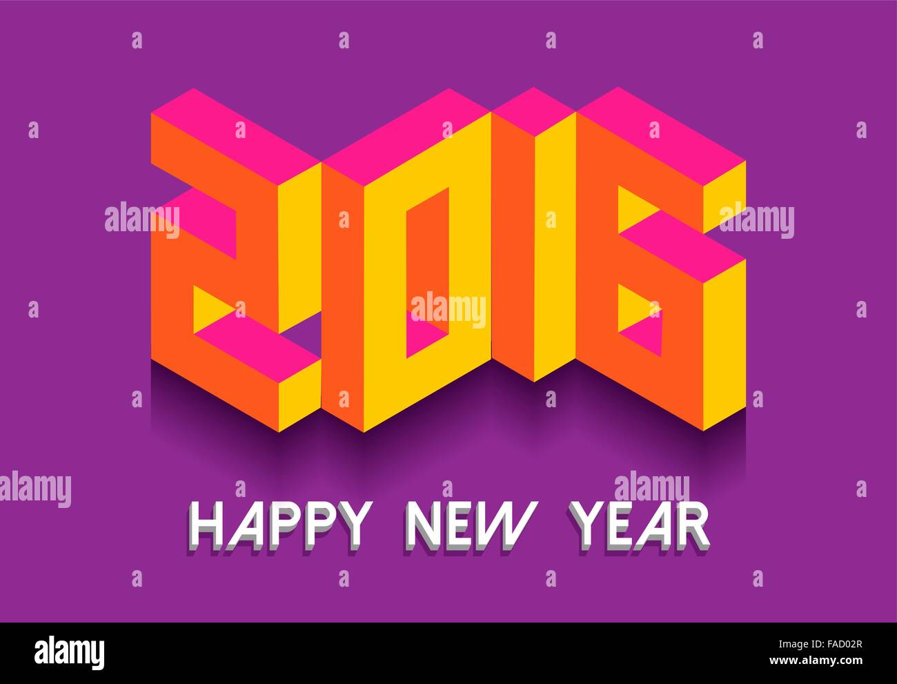 Happy Neujahr 2016 Retro-Grußkarte Banner Design mit bunten Vintage isometrische Text. EPS10 Vektor. Stock Vektor